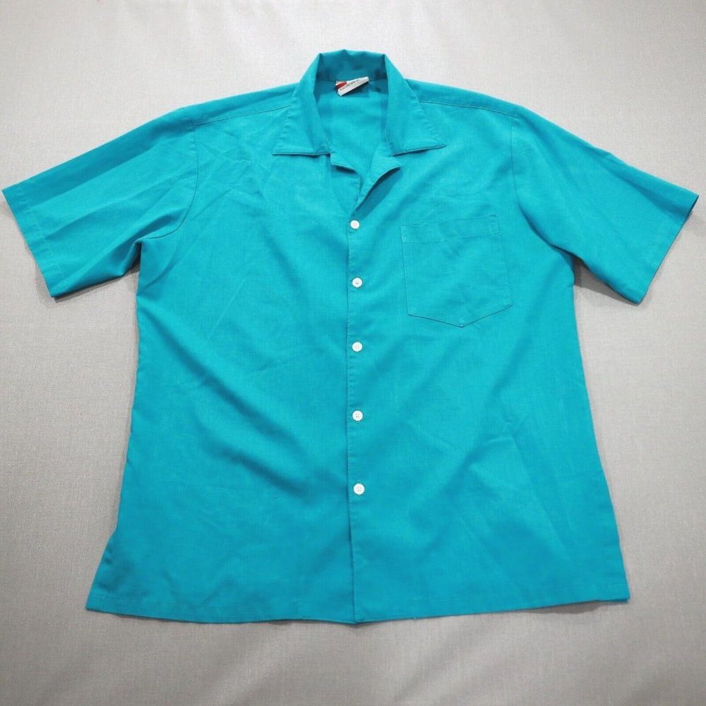 Vtg Paladin Button Up Shirt  Blue Mens Size Medium Short Sleeve
